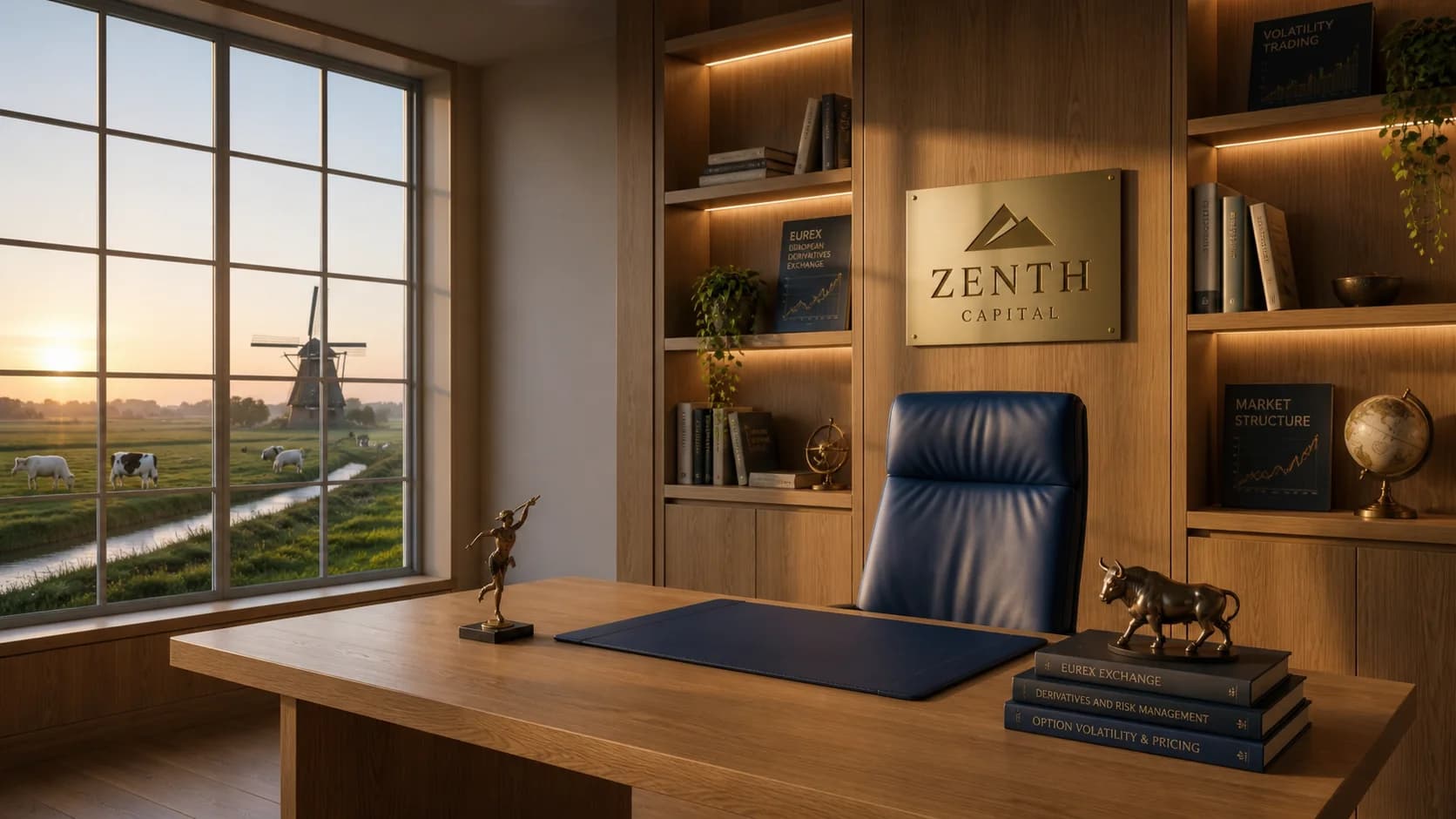 Zenth Capital kantoorsfeer met avondfocus